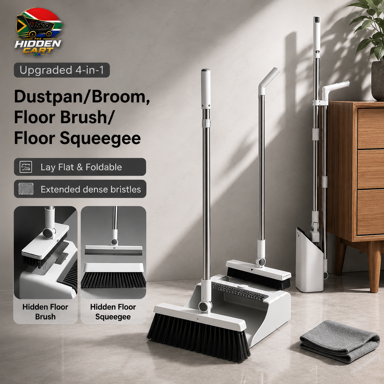 The Hidden Cart™ 4-in-1 Smart Cleaning Set | Broom, Dustpan, Hidden Brush & Squeegee