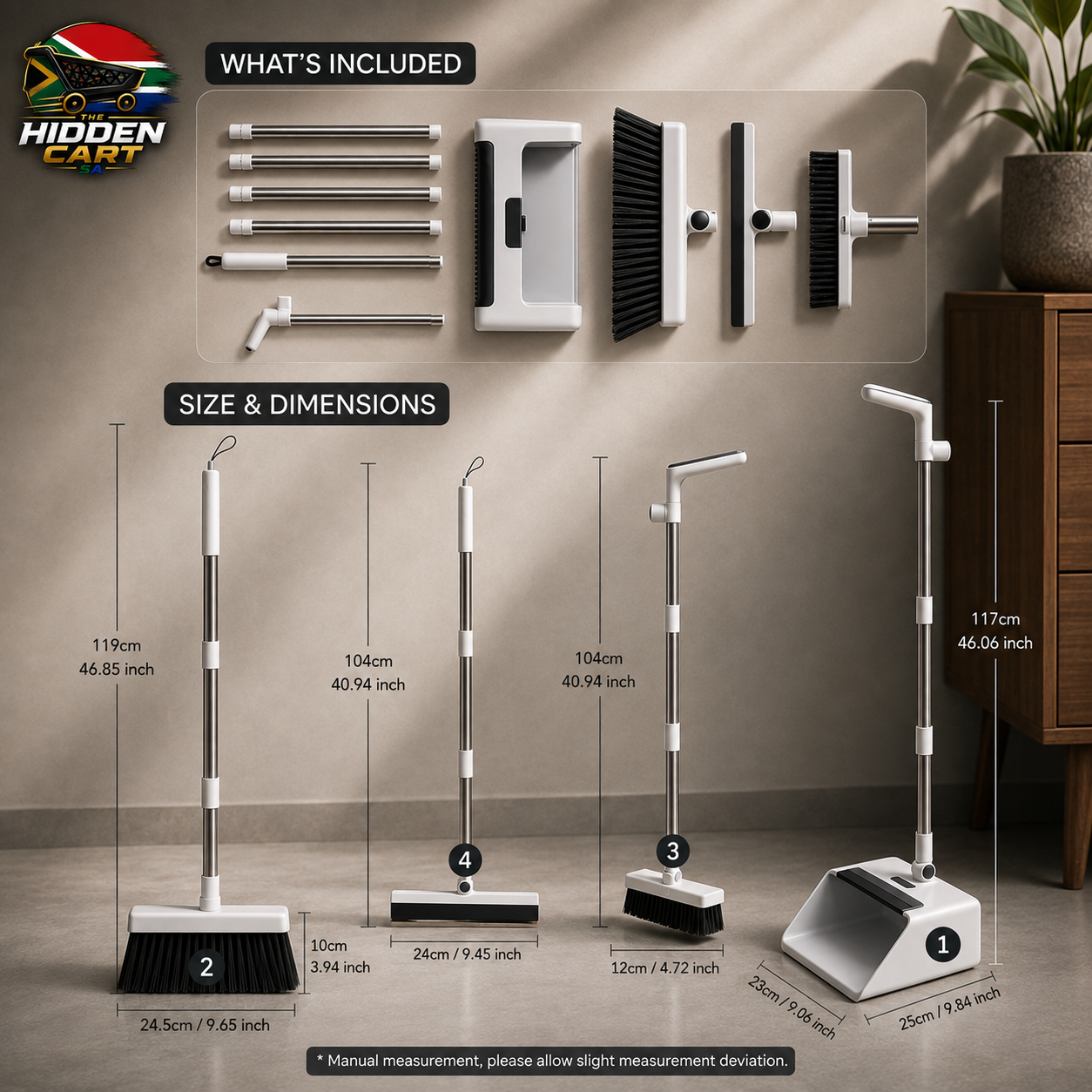 The Hidden Cart™ 4-in-1 Smart Cleaning Set | Broom, Dustpan, Hidden Brush & Squeegee