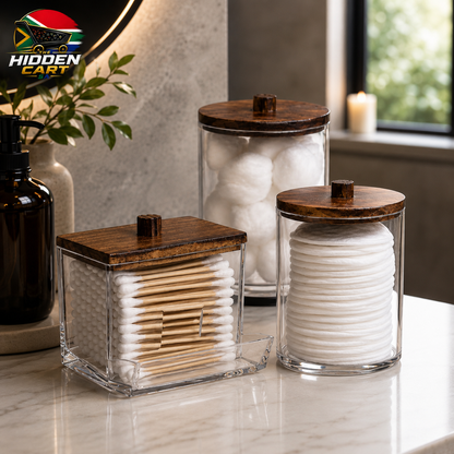The Hidden Cart™ Premium Bathroom Organizer Set | Cotton Swab & Pad Storage