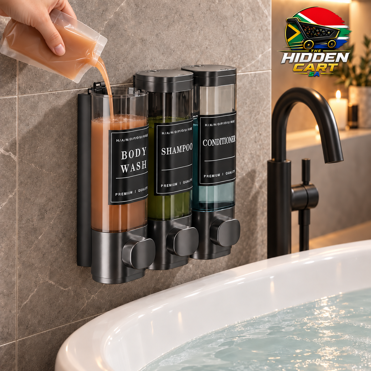 3-in-1 Bath & Shower Dispenser | The Hidden Cart™