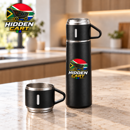 The Hidden Cart™— 500ml Insulated Flask & 3-Cup Gift Set