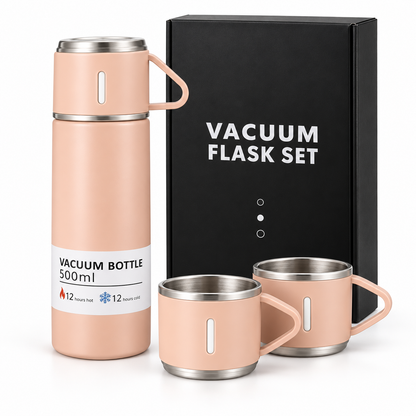 The Hidden Cart™— 500ml Insulated Flask & 3-Cup Gift Set