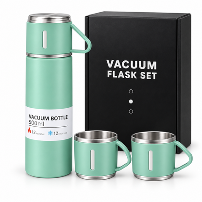 The Hidden Cart™— 500ml Insulated Flask & 3-Cup Gift Set