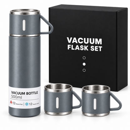 The Hidden Cart™— 500ml Insulated Flask & 3-Cup Gift Set