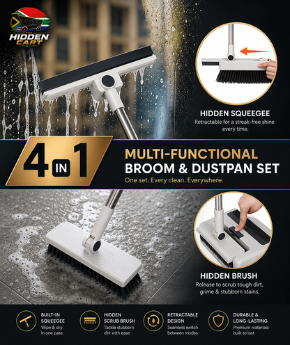 The Hidden Cart™ 4-in-1 Smart Cleaning Set | Broom, Dustpan, Hidden Brush & Squeegee