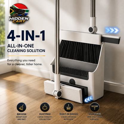 The Hidden Cart™ 4-in-1 Smart Cleaning Set | Broom, Dustpan, Hidden Brush & Squeegee