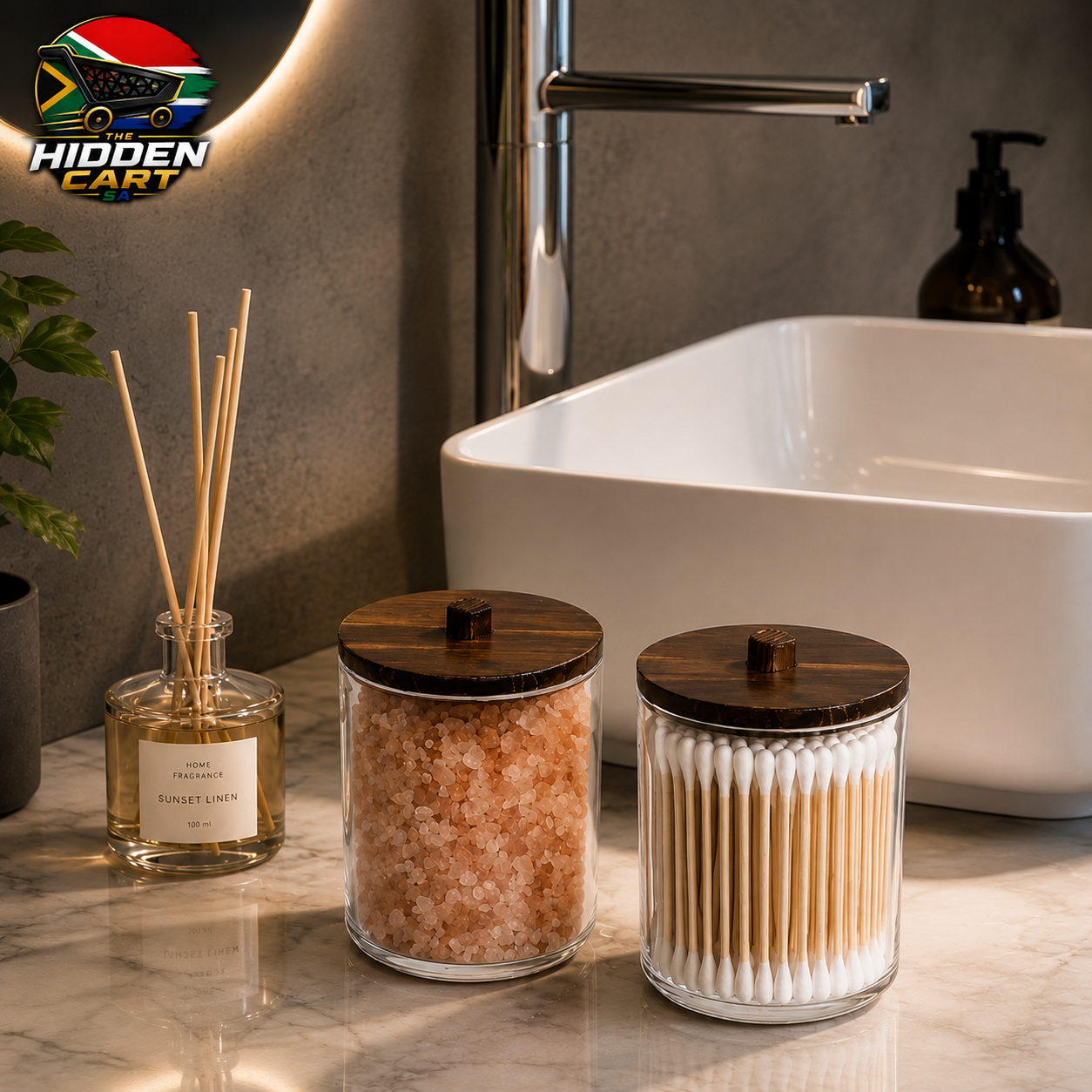 The Hidden Cart™ Premium Bathroom Organizer Set | Cotton Swab & Pad Storage