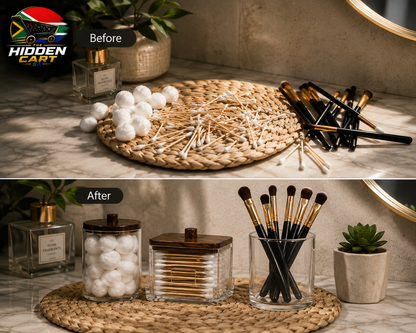 The Hidden Cart™ Premium Bathroom Organizer Set | Cotton Swab & Pad Storage