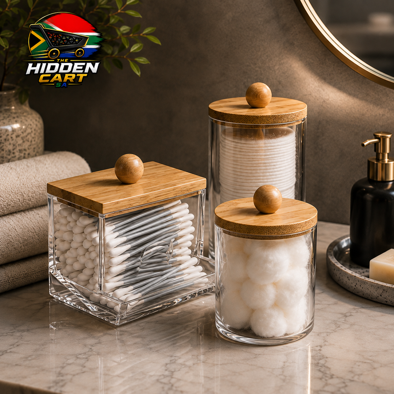 The Hidden Cart™ Premium Bathroom Organizer Set | Cotton Swab & Pad Storage