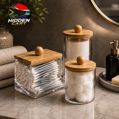 The Hidden Cart™ Premium Bathroom Organizer Set | Cotton Swab & Pad Storage