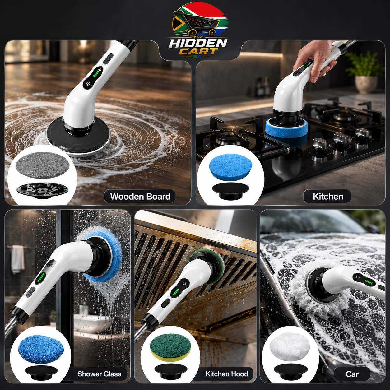 The Hidden Cart™ Electric Spin Scrubber | Cordless 9-in-1 Cleaning Brush