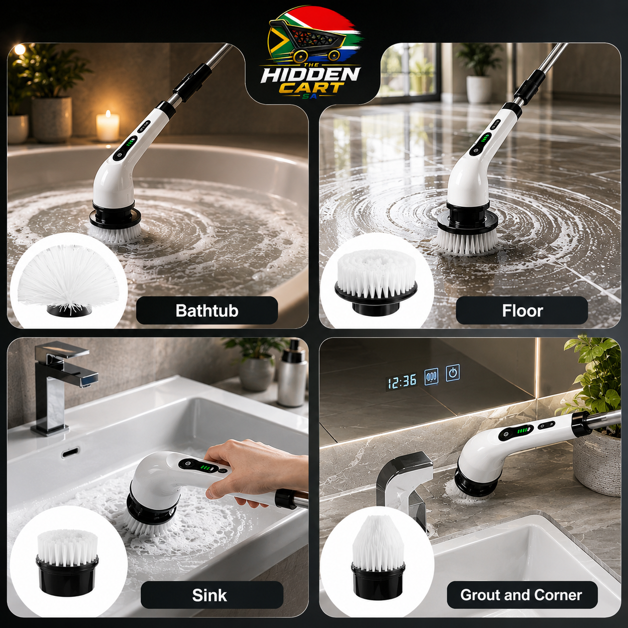 The Hidden Cart™ Electric Spin Scrubber | Cordless 9-in-1 Cleaning Brush