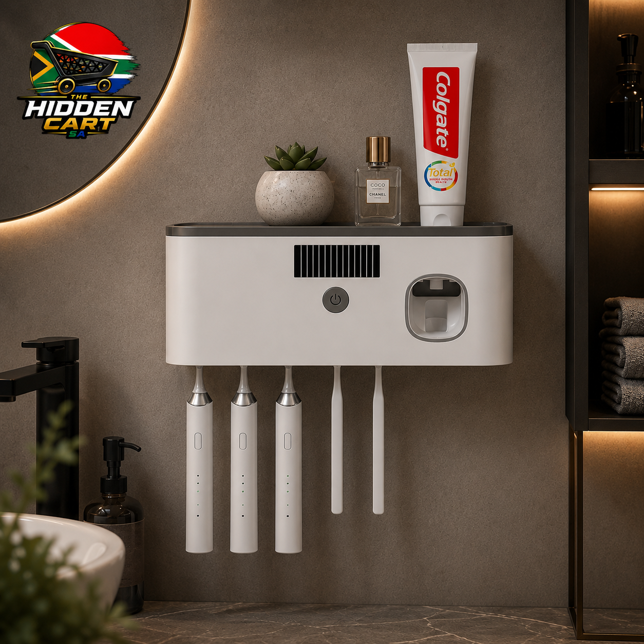 The Hidden Cart™ 2-in-1 Smart UV Sanitizer & Automatic Toothpaste Dispenser