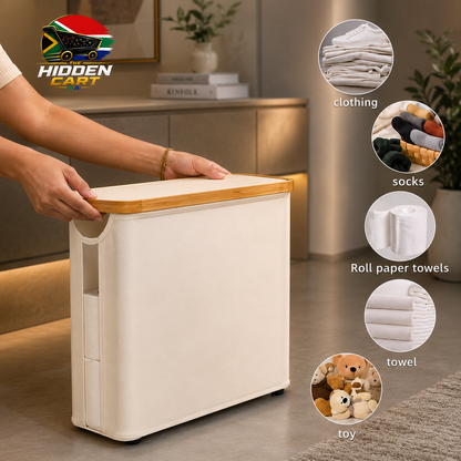 The Hidden Cart™ Large-Capacity Toilet Paper Holder with Lid