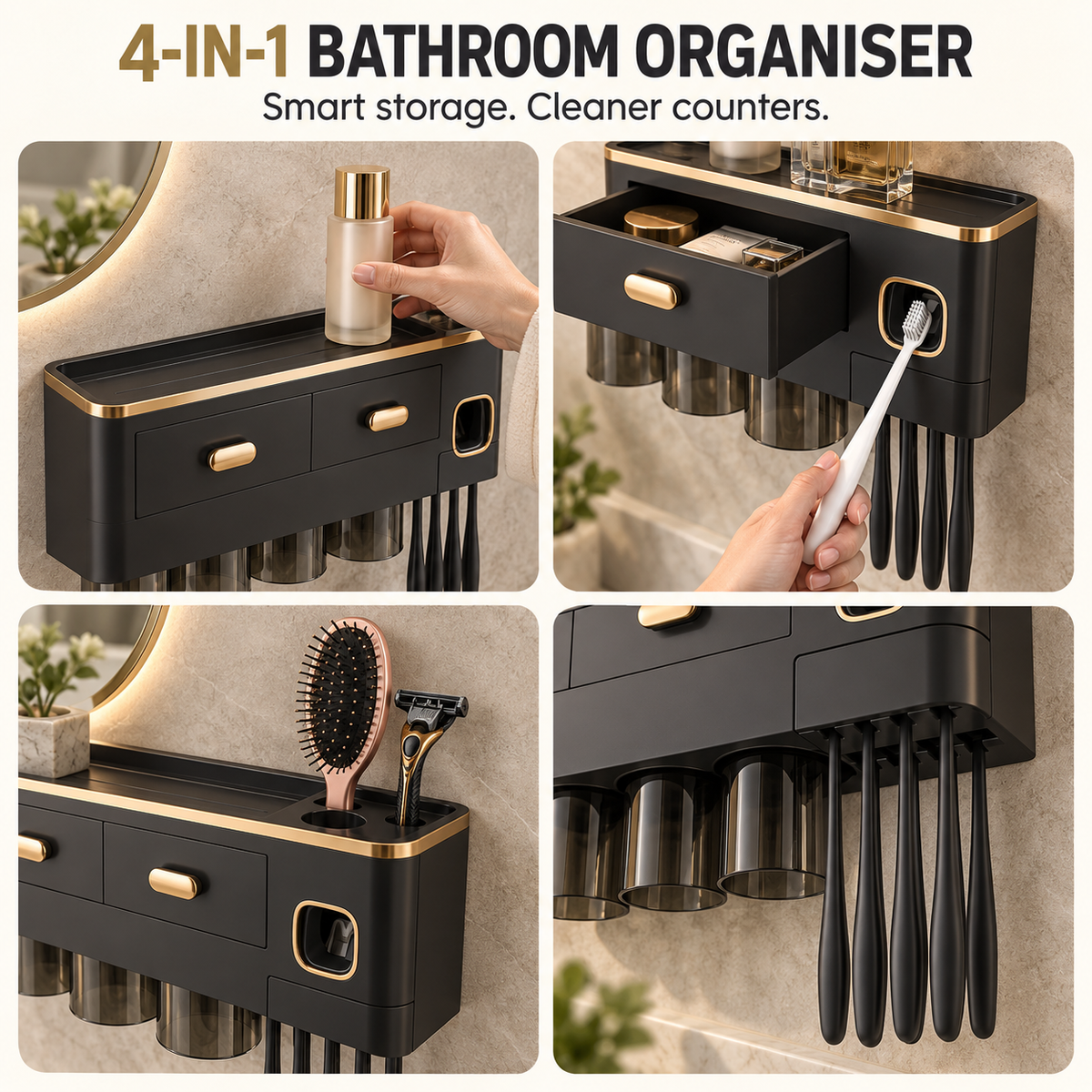 The Hidden Cart™ Wall-Mounted Toothbrush Organiser